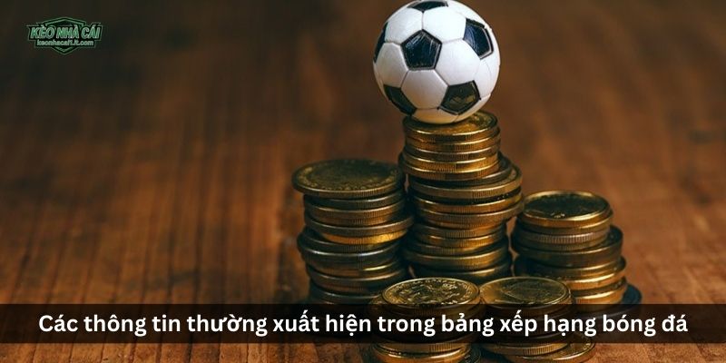 Các thông tin thường xuất hiện trong bảng xếp hạng bóng đá